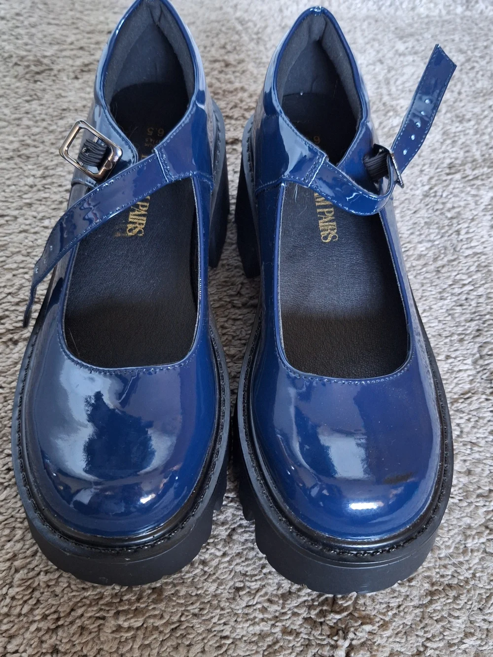 DREAM PAIRS women's Navy Shiny Navy Blue Mary Jane Pumps Size 6.5 NWB - Picture 1 of 8